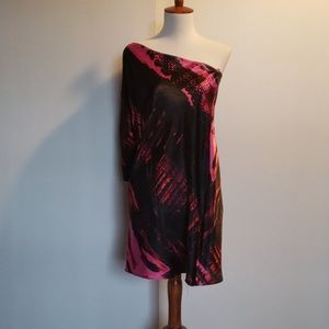Pink/Black one shoulder dress